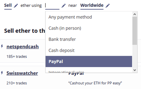 Prekyba ETH į „PayPal“